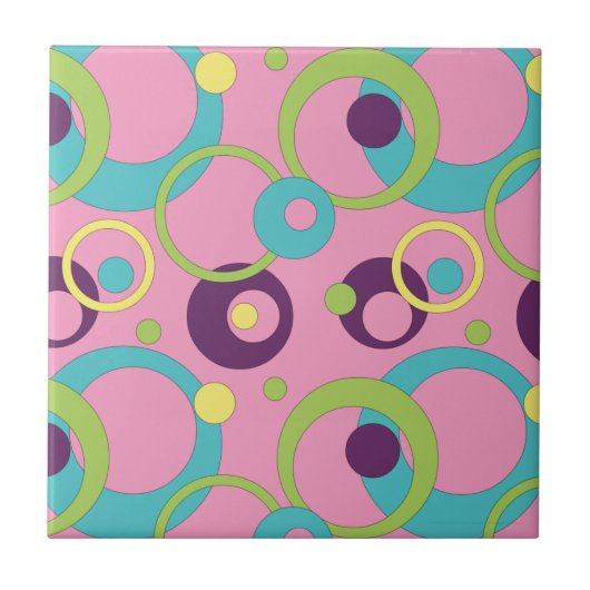 Funky Pink Circles Tegel Tegeltje (Voorkant)
