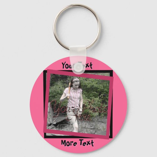 Funky Pink en Black Lijst Sleutelhanger (Voorkant)