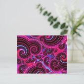 Funky Pink en Turquoise Swirl Pattern Briefkaart (Staand voorkant)