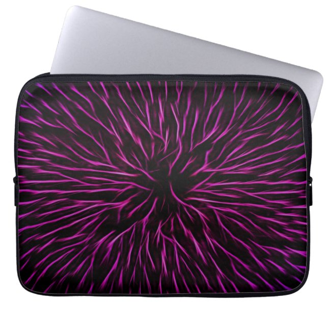 Funky Pink Fire Flower Abstract Laptop Sleeve (Voorkant)