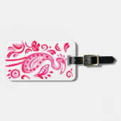 Funky Pink Flamigo Paisley Pattern Bagagelabel (Voorkant horizontaal)