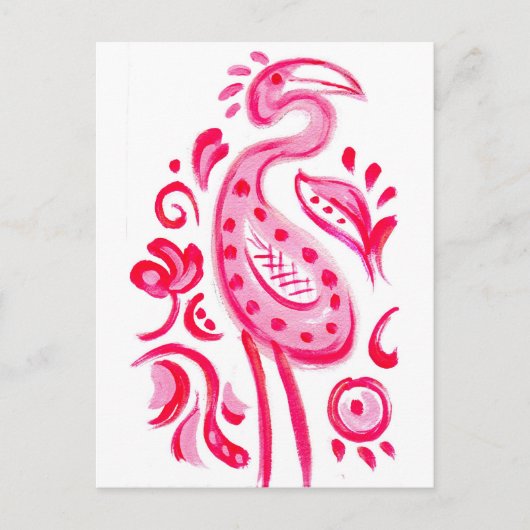 Funky Pink Flamigo Paisley Pattern Briefkaart (Voorkant)