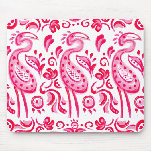 Funky Pink Flamigo Paisley Pattern Muismat (Voorkant)