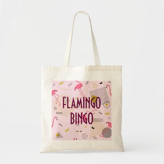 Funky Pink Flamingo Bingo Design Tote Bag (Voorkant)