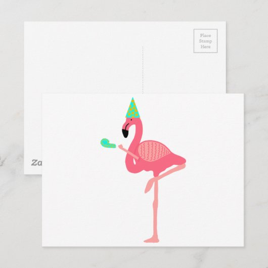 Funky Pink Flamingo Dragen Party Pet Uitnodiging Briefkaart (Voorkant / Achterkant)
