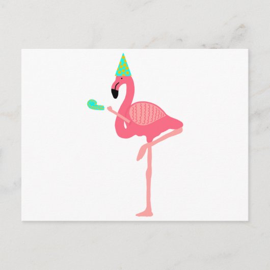 Funky Pink Flamingo Dragen Party Pet Uitnodiging Briefkaart (Voorkant)