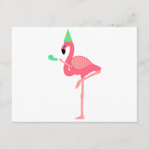 Funky Pink Flamingo Wearing Party Pet Uitnodiging Briefkaart