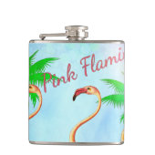Funky Pink Flamingos Palm Trees Blue Sky Heupfles (Voorkant)