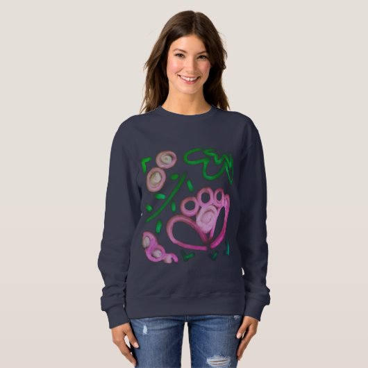 Funky Pink Flower Abstract Art Draag Trui (Voorkant volledig)