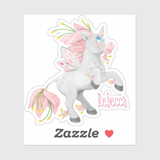 Funky Pink Flower Fairy Eenhoorn met Orchideeën Sticker (Vel)