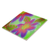 Funky Pink Flowers Abstracte kunst Tegeltje (Zijkant)