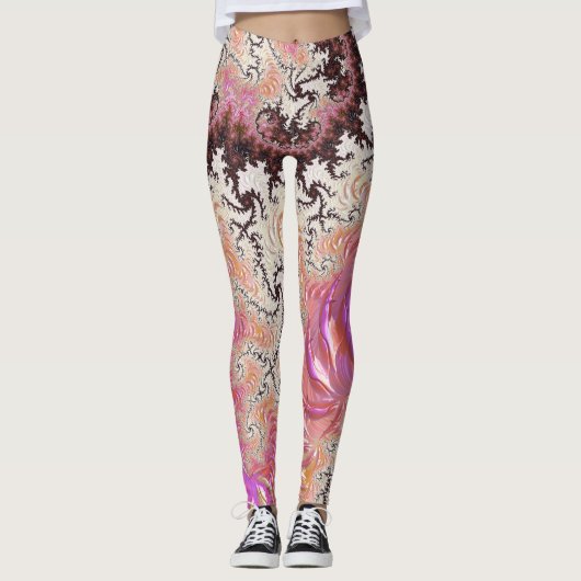 Funky Pink Fractal Leggings (Voorkant)