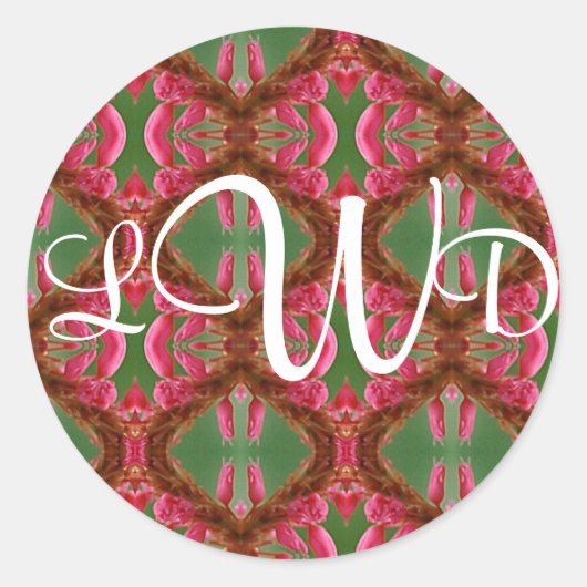Funky Pink Gepersonaliseerde Monogram Stickers/afd Ronde Sticker (Voorkant)