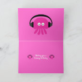 Funky Pink Jellyfish DJ Verjaardag Wenskaart Kaart (Binnen)