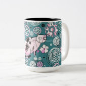 Funky Pink Kitty Cat Pattern Coffee Mok (Voorkant rechts)