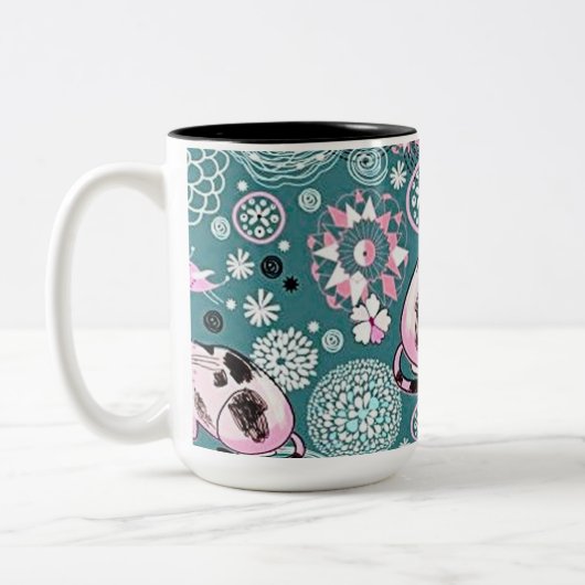 Funky Pink Kitty Cat Pattern Coffee Mok (Links)