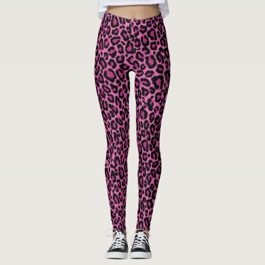 Funky Pink Leopard Print Leggings (Voorkant)