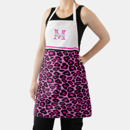 Funky Pink Leopard Print | Monogrammed Apron Schort