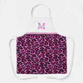 Funky Pink Leopard Print | Monogrammed Apron Schort (Voorkant)
