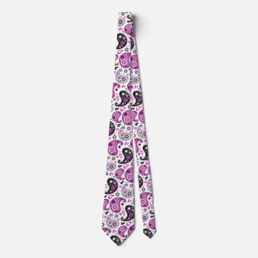Funky Pink Modern Country Western Bandana Paisley Stropdas (Voorkant)