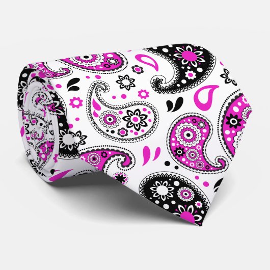 Funky Pink Modern Country Western Bandana Paisley Stropdas (Opgerold)