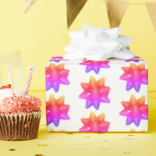 Funky Pink Paars Ombre Bows Pattern on White Cadeaupapier