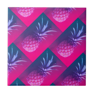 Funky Pink Paars Yummy Pineapple Patroon Tegeltje