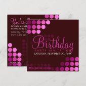 Funky Pink Party Birthday Uitnodiging (Voorkant / Achterkant)
