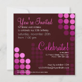 Funky Pink Party Birthday Uitnodiging (Achterkant)