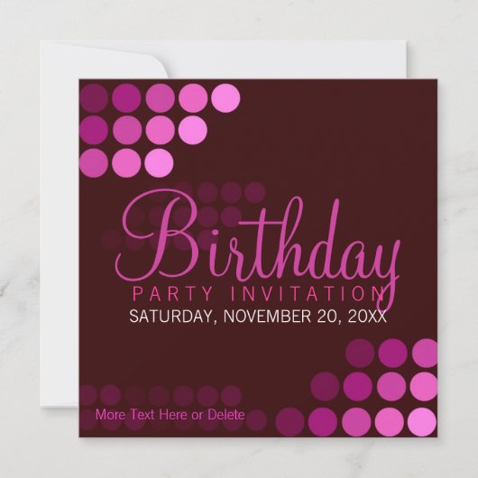 Funky Pink Party Birthday Uitnodiging (Voorkant)