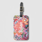 Funky Pink Pastel Abstract Bagagelabel (Voorkant (verticaal))