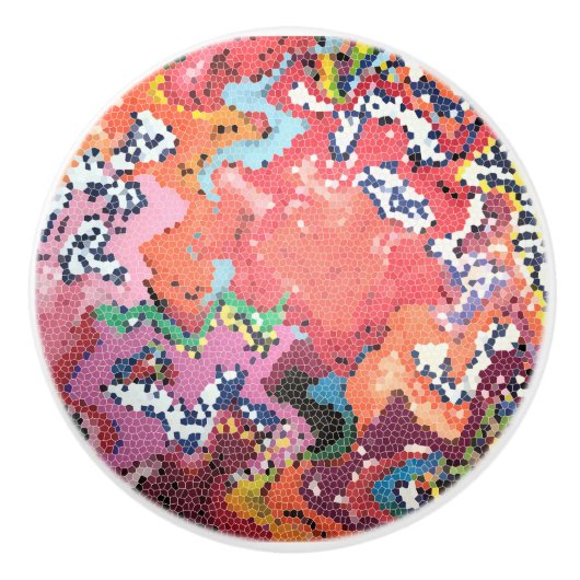 Funky Pink Pastels Abstract Keramische Knop (Voorkant)