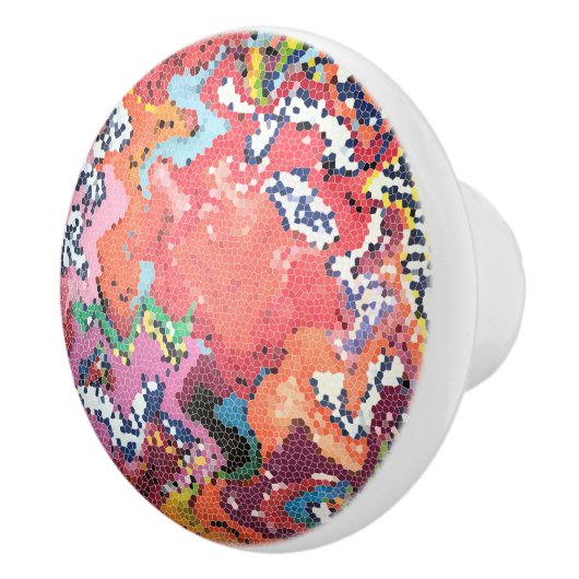 Funky Pink Pastels Abstract Keramische Knop (Rechts)