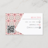 Funky Pink Pattern en QR code Visitekaartje (Achterkant)