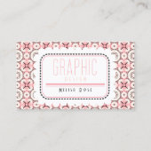 Funky Pink Pattern en QR code Visitekaartje (Voorkant)