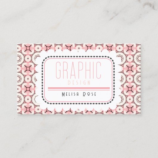 Funky Pink Pattern en QR code Visitekaartje (Voorkant)