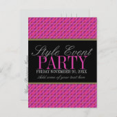 Funky Pink Pattern Kantoor Party Invitation Kaarte Uitnodiging Briefkaart (Voorkant / Achterkant)