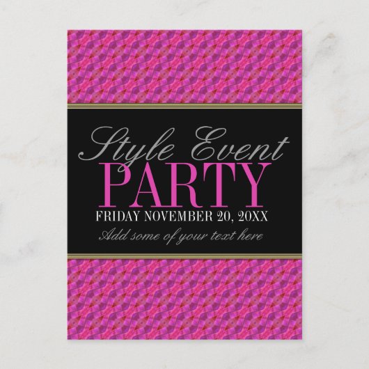 Funky Pink Pattern Kantoor Party Invitation Kaarte Uitnodiging Briefkaart (Voorkant)