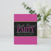 Funky Pink Pattern Kantoor Party Invitation Kaarte Uitnodiging Briefkaart (Staand voorkant)