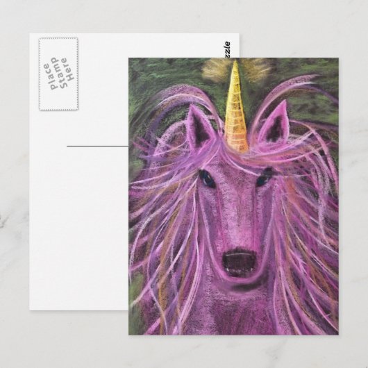 Funky Pink unicorn Briefkaart (Voorkant / Achterkant)