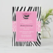 Funky Pink Zebra Uitnodiging (Staand voorkant)