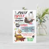 Funky Pirate Birthday Party Invitation Kaart (Staand voorkant)