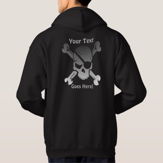 Funky Pirate Skull met aangepaste tekst Hoodie (Achterkant)