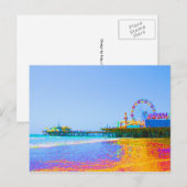 Funky Pixels Santa Monica Pier Briefkaart (Voorkant / Achterkant)