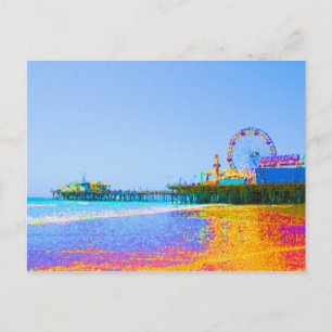 Funky Pixels Santa Monica Pier Briefkaart