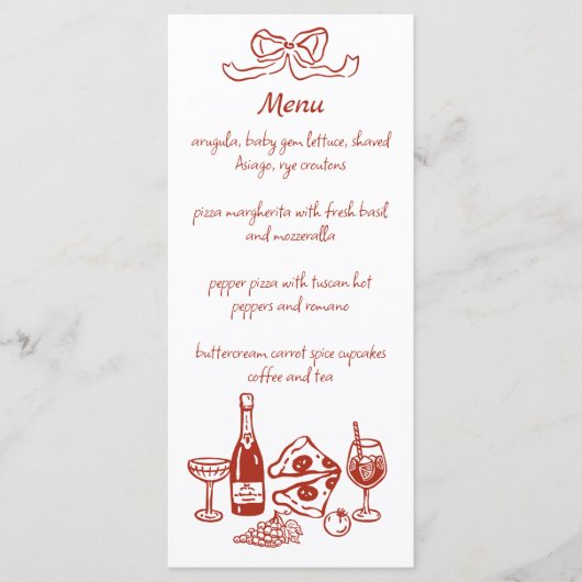 Funky Pizza Wijn Handgeschreven Geïllustreerde Men Menu (Voorkant)