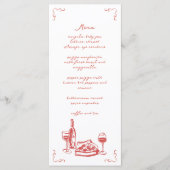 Funky Pizza Wijn Handgeschreven Illustrated Menu (Voorkant)