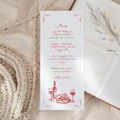 Funky Pizza Wijn Handgeschreven Illustrated Menu