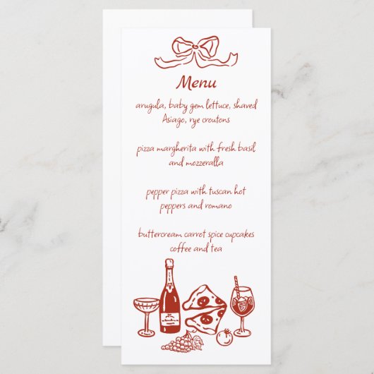 Funky Pizza Wine Handwritten Illustrated Menu (Voorkant / Achterkant)