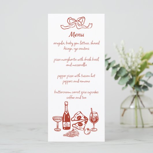 Funky Pizza Wine Handwritten Illustrated Menu (Staand voorkant)